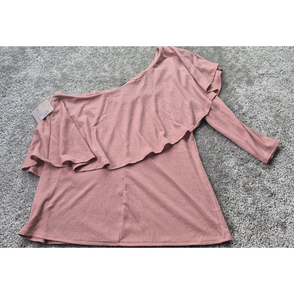 Belle &‎ Sky Women's Medium Off The Shoulder Sweater One Full Sleeve Soft!  Pink